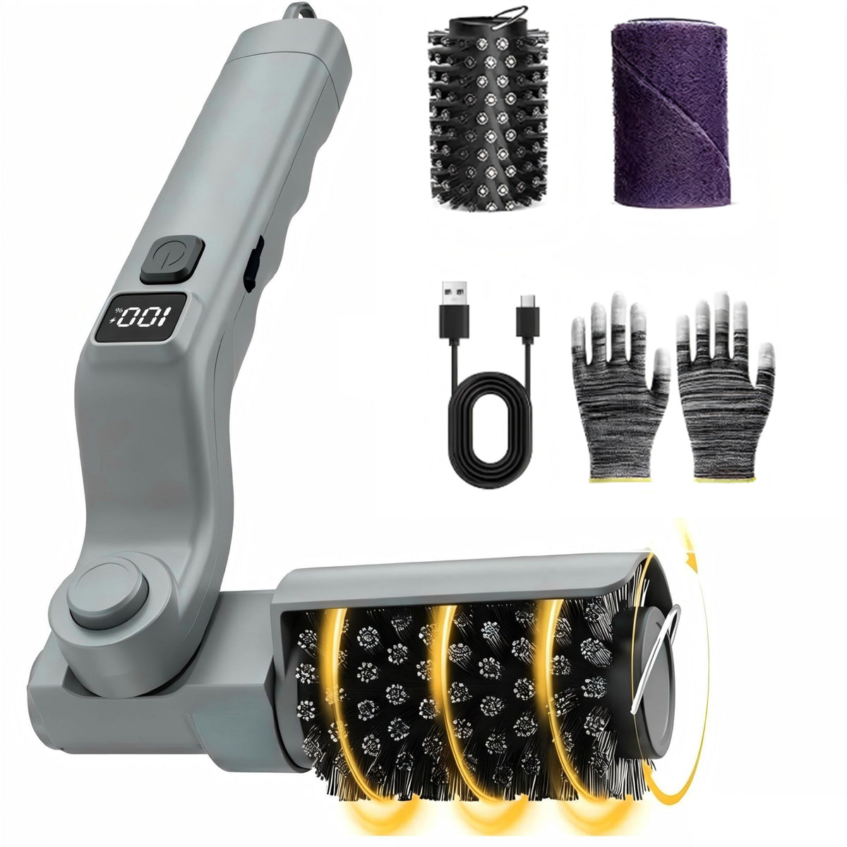 Electric Grill Cleaner 500 RPM Rechargeable BBQ Brush with Power Display - B2
