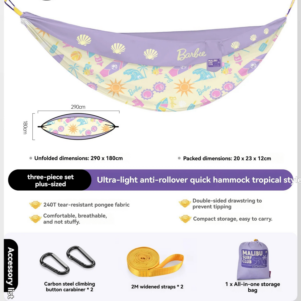Anti-Tip Indoor Outdoor Hammock Swing Heavy Duty Adult Camping -H56