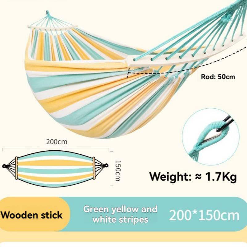 Thick Canvas Double Hammock for Adult Camping Stable Anti-Tip Swing -H55