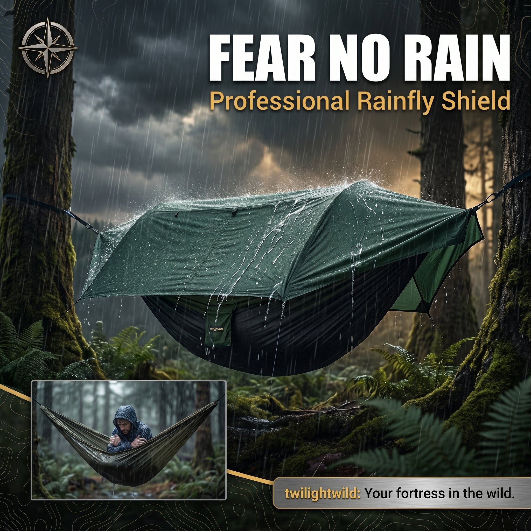 All-in-One Camping Hammock Tent with Rainfly & Mosquito Net
