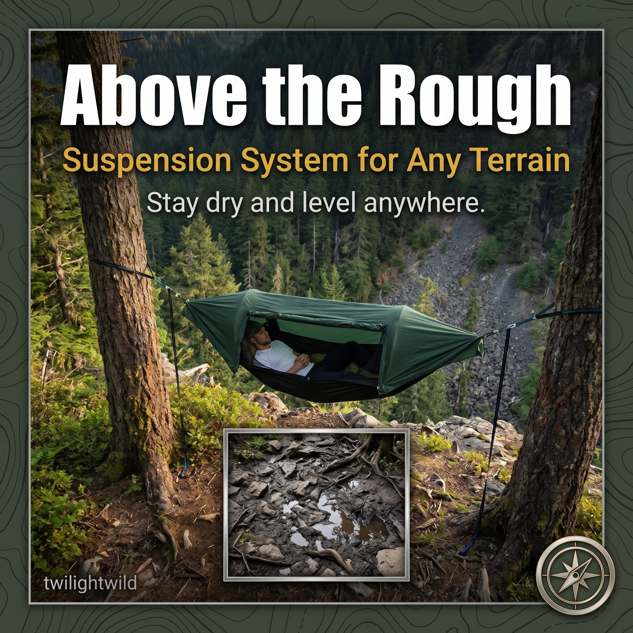 All-in-One Camping Hammock Tent with Rainfly & Mosquito Net
