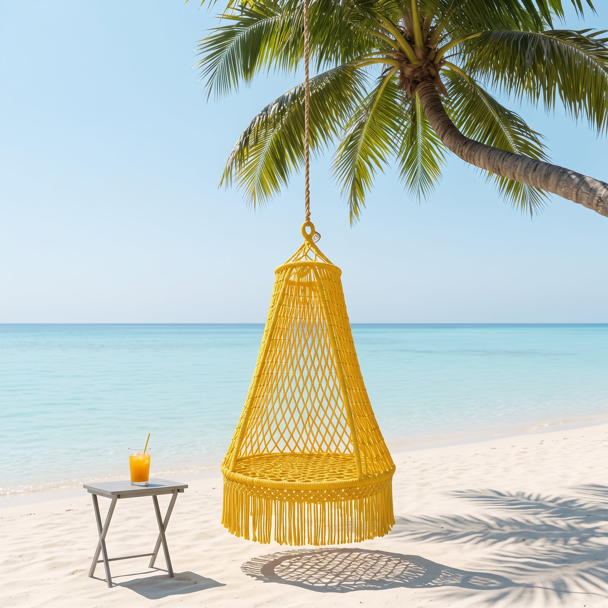 Hand-woven Bohemian Patio Swing Outdoor Hanging Chair